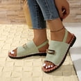 thumbnail image 6 of KEGIRLOM Women's Fashionable Casual Wear Versatile Beachwear Solid Color Round-Toe Open-Toe Back Elastic Flat Sandals Green 5.5, 6 of 9