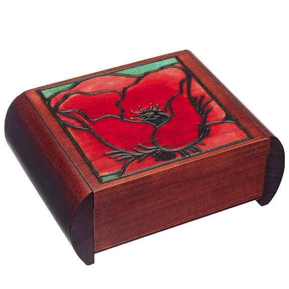 Big Poppy Flower Secret Wooden Puzzle Box
