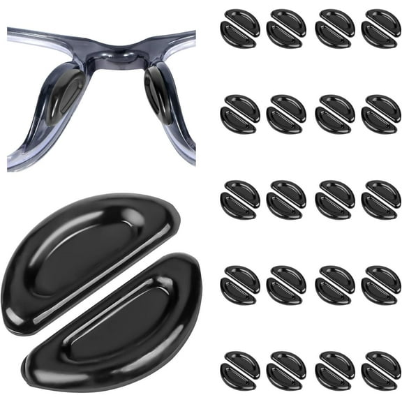 RUseeN Eyeglass Nose Pads, 3.2mm Thickness Adhesive Anti Slip Glasses Nose Grips with Air Bag for Sunglasses Eyeglasses Reading Glasses (20 Pairs, Black)