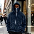 thumbnail image 2 of qolati Zip Up Hoodies for Men Fuzzy Sherpa Warm Face Mask Fall Winter Warm Coats Wind-Resistants Fleece Double Hooded Sweatshirts Jackets with Pocket, S-3XL, 2 of 7