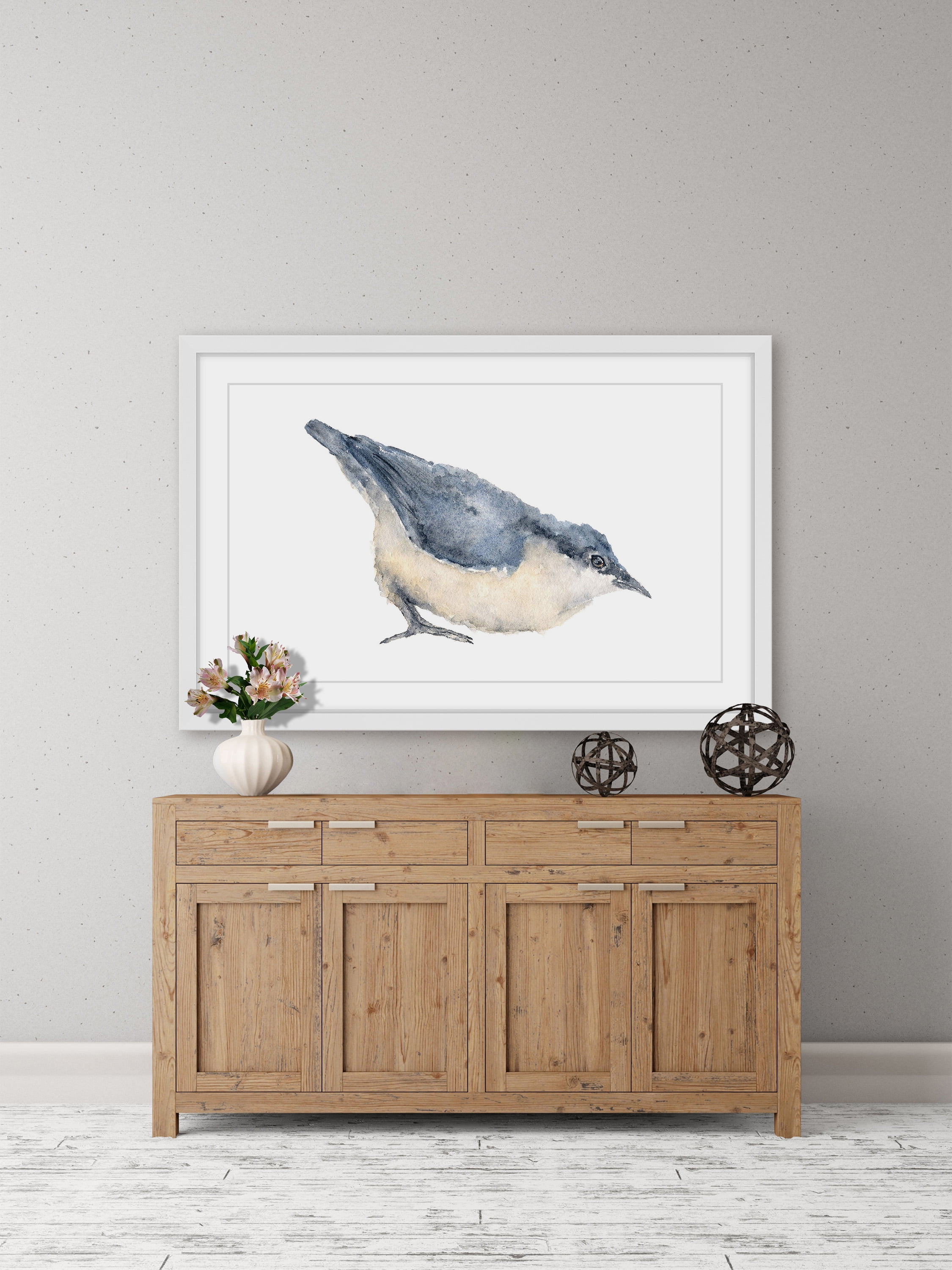 "Nuthatch Bird" Framed Painting Print