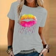 thumbnail image 1 of Babysbule Blouses pour Femmes Nouveautés Mode pour Femmes Imprimé Col Rond Manches Courtes T-shirt Blouse Hauts Amples, 1 of 5