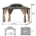 thumbnail image 3 of WALYWIK Hardtop Gazebo 10FT*13FT, Double Polycarbonate Roof, Aluminum Frame, Netting and Curtains, Permanently Built Backyard, Lawn and Garden, Khaki, 3 of 7