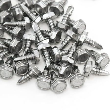 

Red Hound Auto 50 Marine Hex Head Self Drilling Screw Set Number 10 x .5 Inches for Wood Metal Plastics 304 SS Stainless Steel Corrosion Resistant