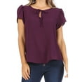 thumbnail image 5 of Women's Casual Petal Sleeve Blouse with Ribbon Tie and Keyhole Neckline, 5 of 6