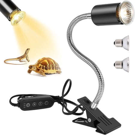 Reptile Heat Lamp Multifunctional UVB Reptile Light with Cycle Timer Energy-Saving Turtle Heat Light with 360° Rotatable Hose Reptile Basking Light for Reptiles Lizard Turtle Snake Chameleon