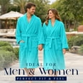 thumbnail image 3 of Dan River Bathrobe for Men and Women One Size Lightweight Cotton Terry Cloth Robe - Aqua, 3 of 10