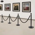 thumbnail image 3 of 6 PCS Black Posts 201 Stainless Steel Barrier Post Kit Stanchion Posts with 4 Extra-long Barrier Ropes Crowd Control Barriers Stanchion Post with Ball Top, 3 of 14