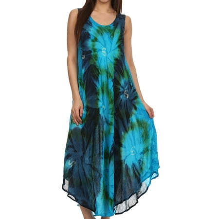 - Sakkas Starlight Caftan Tank Dress / Cover Up - Turquoise / Blue - One Size