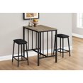 thumbnail image 3 of Monarch Specialties Dining Set, 3pcs Set, Counter Height, 36" Rectangular, Small, Kitchen, Brown Laminate, Black Metal, Contemporary, 3 of 4