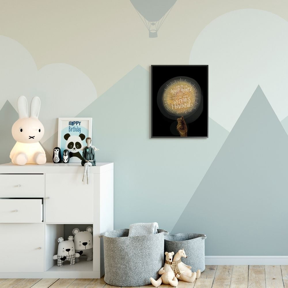 Stupell Industries When the World Is Silent Quote Lit Match Illustration Framed Wall Art Design by Rachel Nieman, 16" x 20", Black Framed