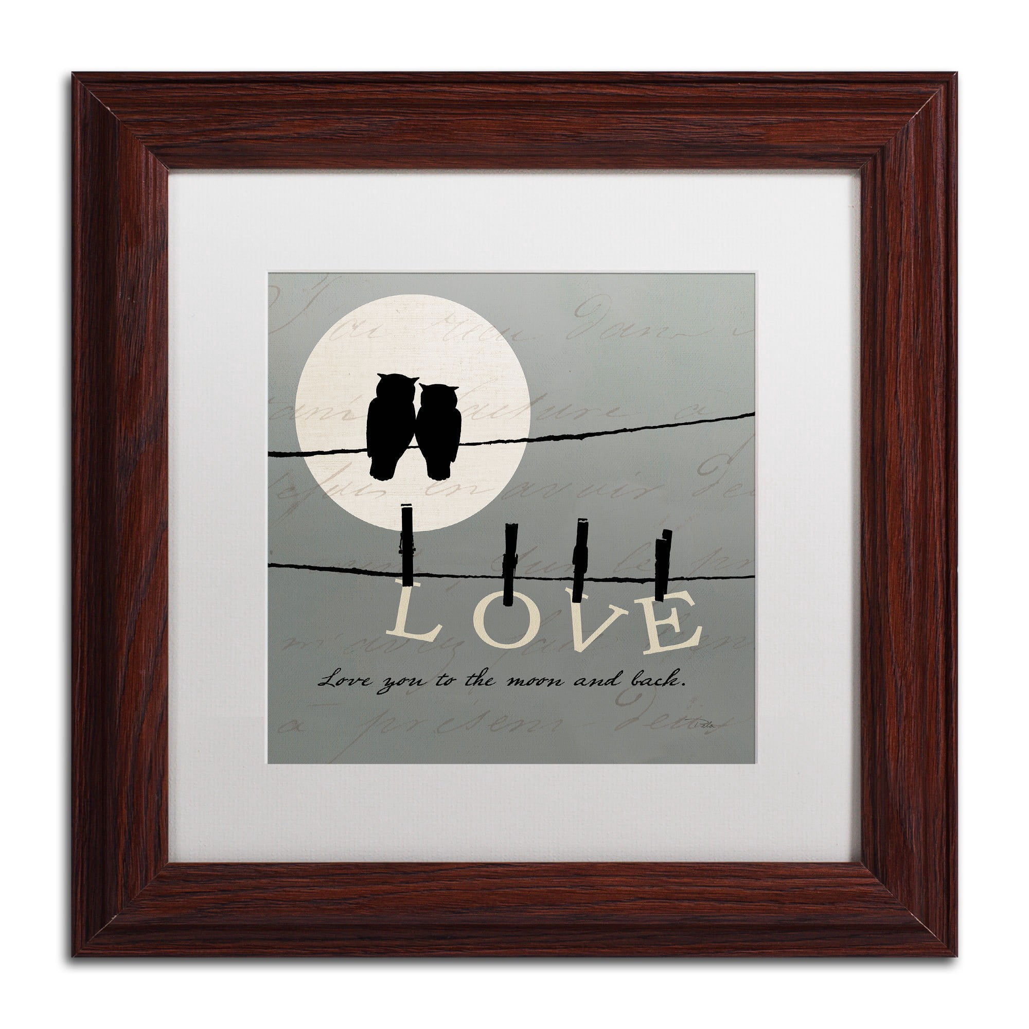 Trademark Fine Art "Moon Lovers I" Canvas Art by Pela Studio, White Mat, Wood Frame