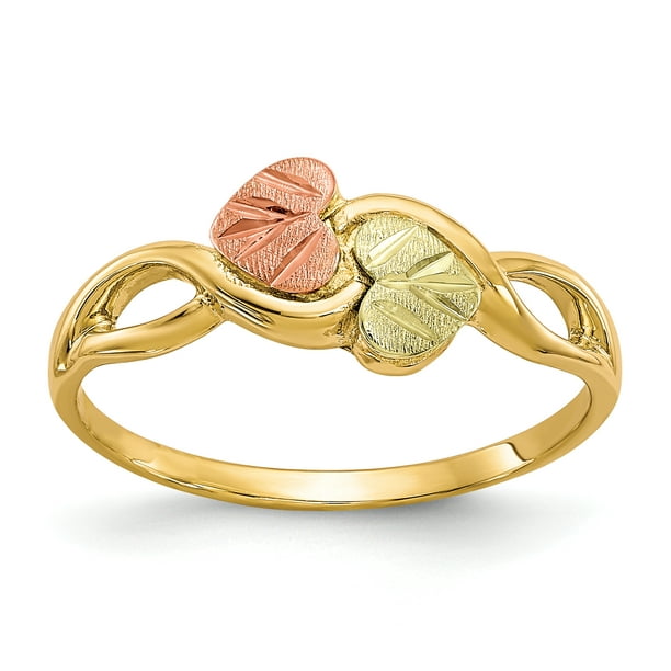 10k Tri Color Black Hills Gold Ring Flower Leaf Walmart