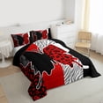 thumbnail image 3 of Homewish Cheetah Leopard Print Bedding Comforter Set for Girl, Black Red Butterfly Animal Twin Comforter Sets, Stripes Abstract Reversible Bedding Set, Super Cozy Room Decor, 2-Piece, 3 of 8