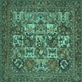 thumbnail image 1 of Ahgly Company Machine Washable Indoor Square Persian Turquoise Blue Traditional Area Rugs, 3' Square, 1 of 4