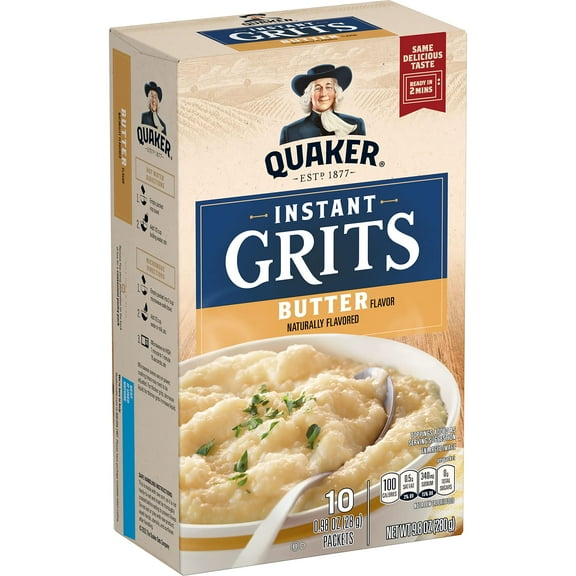 Pack of 2 - Quaker Instant Grits, Butter, 0.98Oz Packets, (10 Pack)