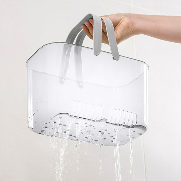 Cestas organizadoras de plástico portátiles con asas para baño y cocina (blancas), ideal para la escuela, la residencia, la cocina y el baño.