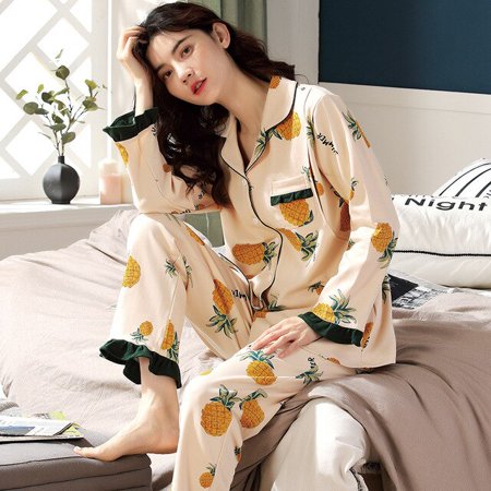 

CoCopeaunt Cotton Pajamas 2PCS Set Women Sleepwear Spring Summer Print Long Sleeve Nightwear Female Homewear Plus Size Pijama Mujer 3XL