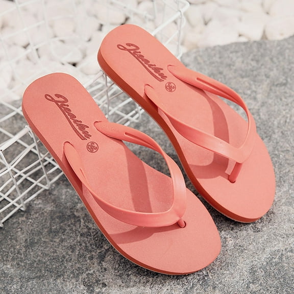 LIANGP Women's Sandals Shoes Flat Bottom Fashion Flip Flops Waterproof Beach Flip Flops Flip Flops Women's Shoes Orange Size 8