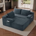 thumbnail image 5 of 96" L-Shaped Sectional Sofa, Oversized Modular Corduroy Couch with Chaise Lounge & 2 Throw Pillows, No Assembly Convertible Corner Sofa for Living Room Apartment,Dark Gray, 5 of 9