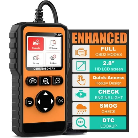 Y2 2.8'' Color Graphing Screen OBD2 Scanner Diagnostic Tool, PRO Check and Reset Engine Fault Code,DTC Lookup,O2 Sensor Test,Live Data,Freeze Frame,OBDII Code Reader Tool for