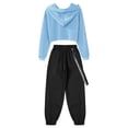 thumbnail image 4 of YEAHDOR Big Girls Juniors Activewear Sweatshirt with Jogger Pants Outfit Set Sports Hip Hop Dance Outfit Light Blue 8, 4 of 7