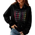 thumbnail image 1 of Sudaderas con capucha para mujer, estampado colorido en inglés, cordón, manga larga, bolsillo canguro, suéter clásico con capucha, Top negro M, 1 of 10