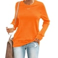 thumbnail image 4 of Endives Women's Long Sleeve Shirts Round Neck Womens Tops Solid Color Basic Tee T Shirts Streetwear Outerwear S-5XL Orange, 4 of 7