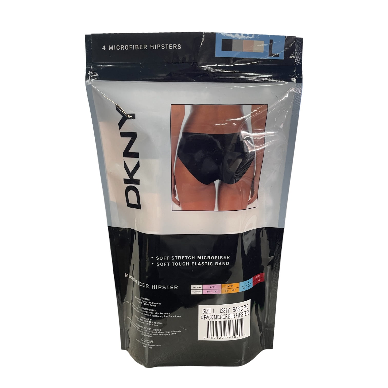 DKNY Women's Essential Microfiber Shaping Brief, Black/Glow,Size