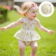 thumbnail image 3 of BemeyourBBs Newborn Baby Girl Summer Clothes Smocked Romper Dress 2 Pieces Outfit Sleeveless Ruffle Bodysuit Floral Tutu Dress with Sun Hat Set, 3 of 10