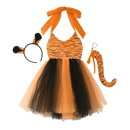 

Girls Sundress Toddler Summer Girls Sleeveless Cartoon Animals Princess Mesh Tutu Dress Party Soft Dress Clothes for Girls Party Dress Orange 10Y