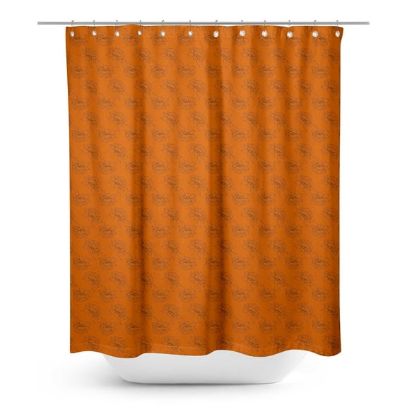 S4Sassy Orange Columbine Star Floral Printed Bathroom Curtain Waterproof Shower Drapes-60 x 84 Inch