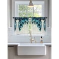 thumbnail image 3 of Sheer Curtains 45 Inch Length 2 Panels Set for Kitchen, Turquoise Feather Semi Sheer Curtains for Windows, Abstract Beige Peacock Feather Voile Window Treatments Rod Pocket Curtain, 3 of 7