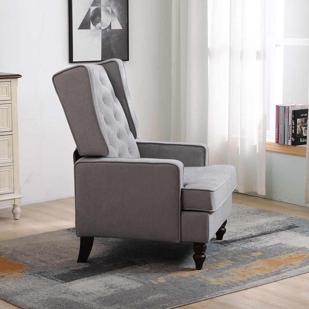 Kepooman Tufted Upholstered Wingback Accent Chair Rocker w/Wood Frame, Gray Kepooman Tufted Upholstered Wingback Accent Chair Rocker w/Wood Frame, Gray