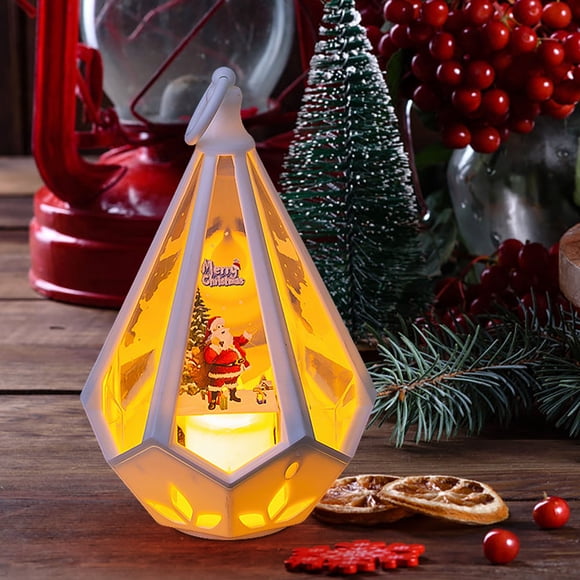 Uuiauoio Luminous Christmas Night Lantern, Portable Battery Operated Light for Holiday Decor, Gift and Seasonal Displays, Plastic Lantern with Pull Ring and Designs, Lantern Pendant