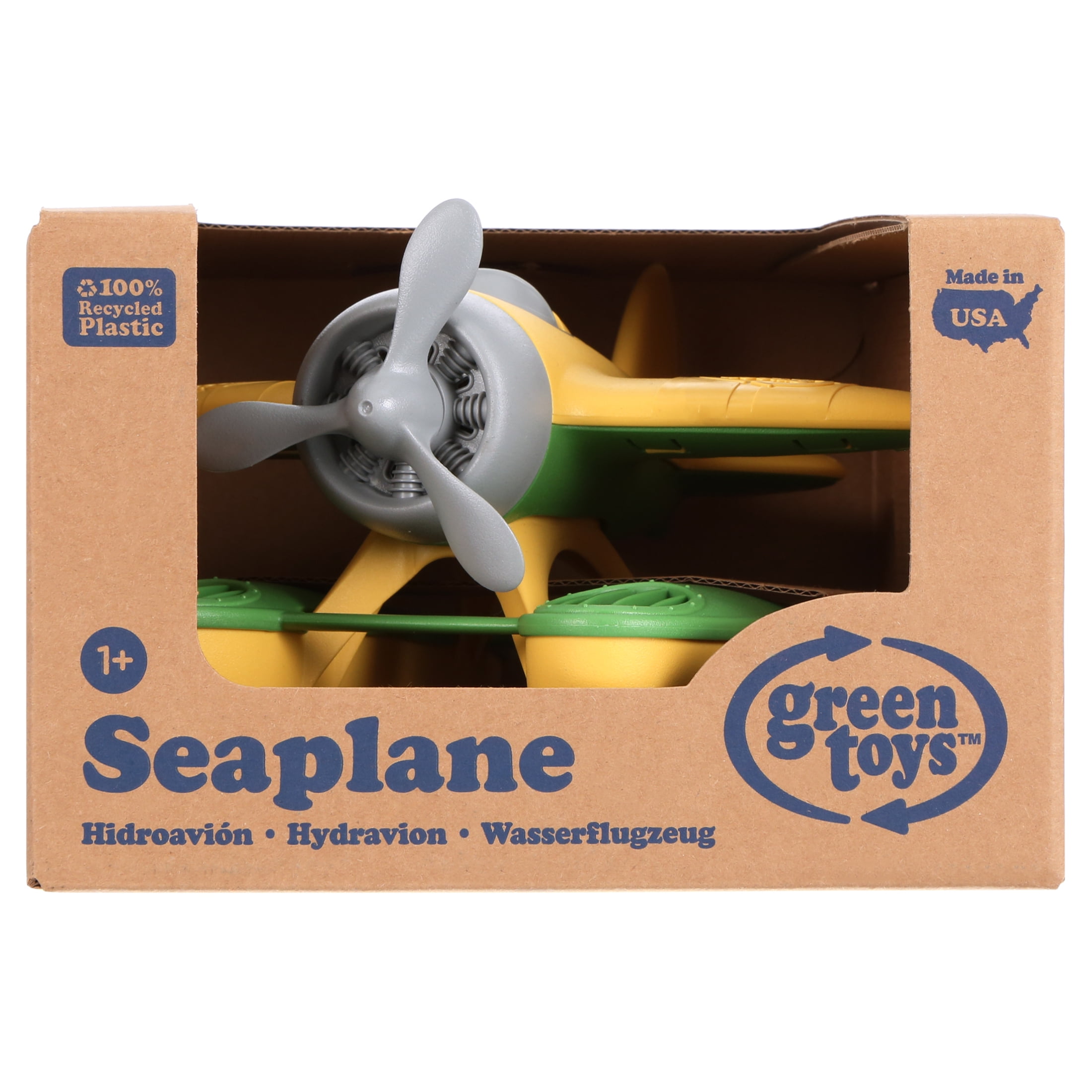 Green Toys: Seaplane - Yellow - Floating Water & Bathtime Toy, Indoor & Outdoor, Spinning Propeller, Recycled Plastic, Kids & Toddler, Ages 1+