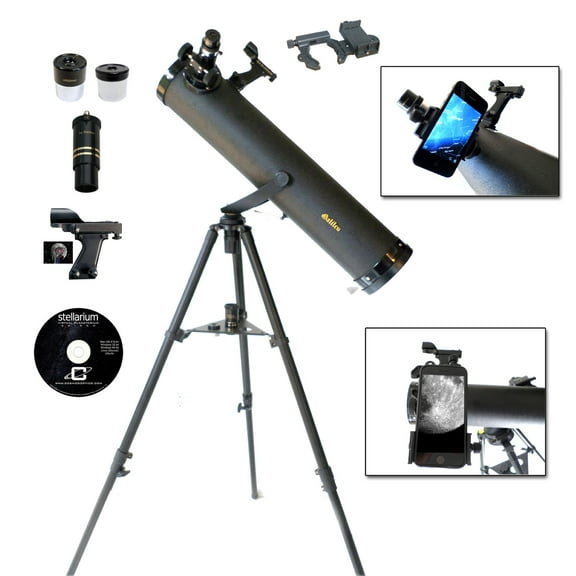 Galileo 800 X 95mm Astronomical Telescope w/ Smartphone Adapter, Black, G-80095S