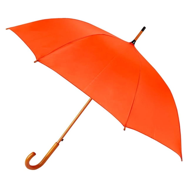 Paraguas automático con bastón de madera-Abril naranja 103