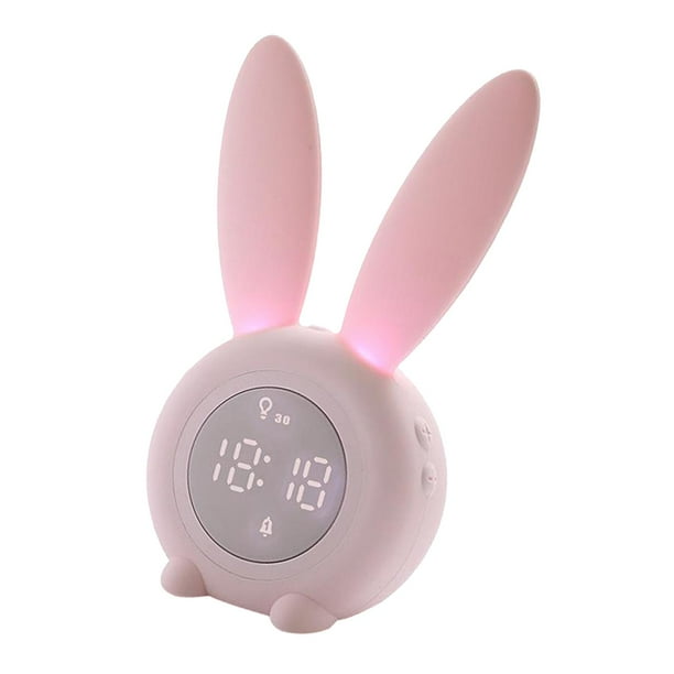 Luz de noche con reloj despertador para niños Luz de temperatura del reloj despertador con repetición inteligente para niños Fanmusic Luz de noche con reloj despertador para niños