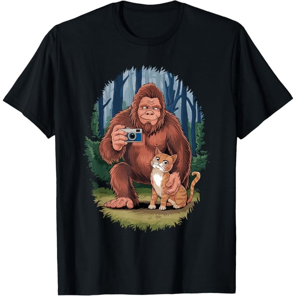Funny Cat Bigfoot Selfie Meme Camiseta