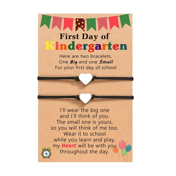 Tuscom Colorful Heart-Shaped Bracelet Set (2pcs) - First Day of School Gift for Kindergarten, Mom, Sister, Daughter - Valentine’s Day, Birthday, Christmas Jewelry for Women