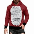 thumbnail image 5 of KeShDi Faux Fur Coat Men's Velvet Christmas Antlers Hoodie with Hairy Color Blocked Sweatshirt Red S, 5 of 7