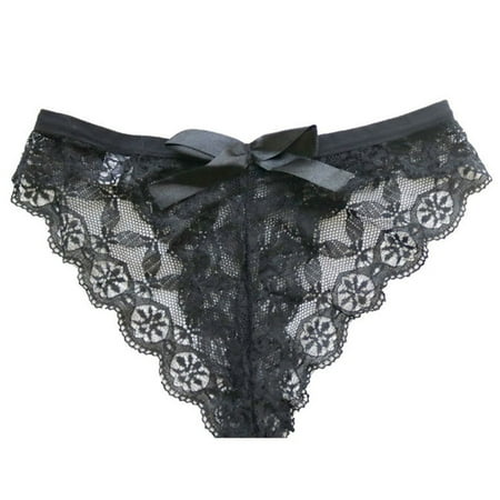 

Low Waist Thongs Breathable Seamless Hollow Design for Wedding Bedtime Sleepwear M Black