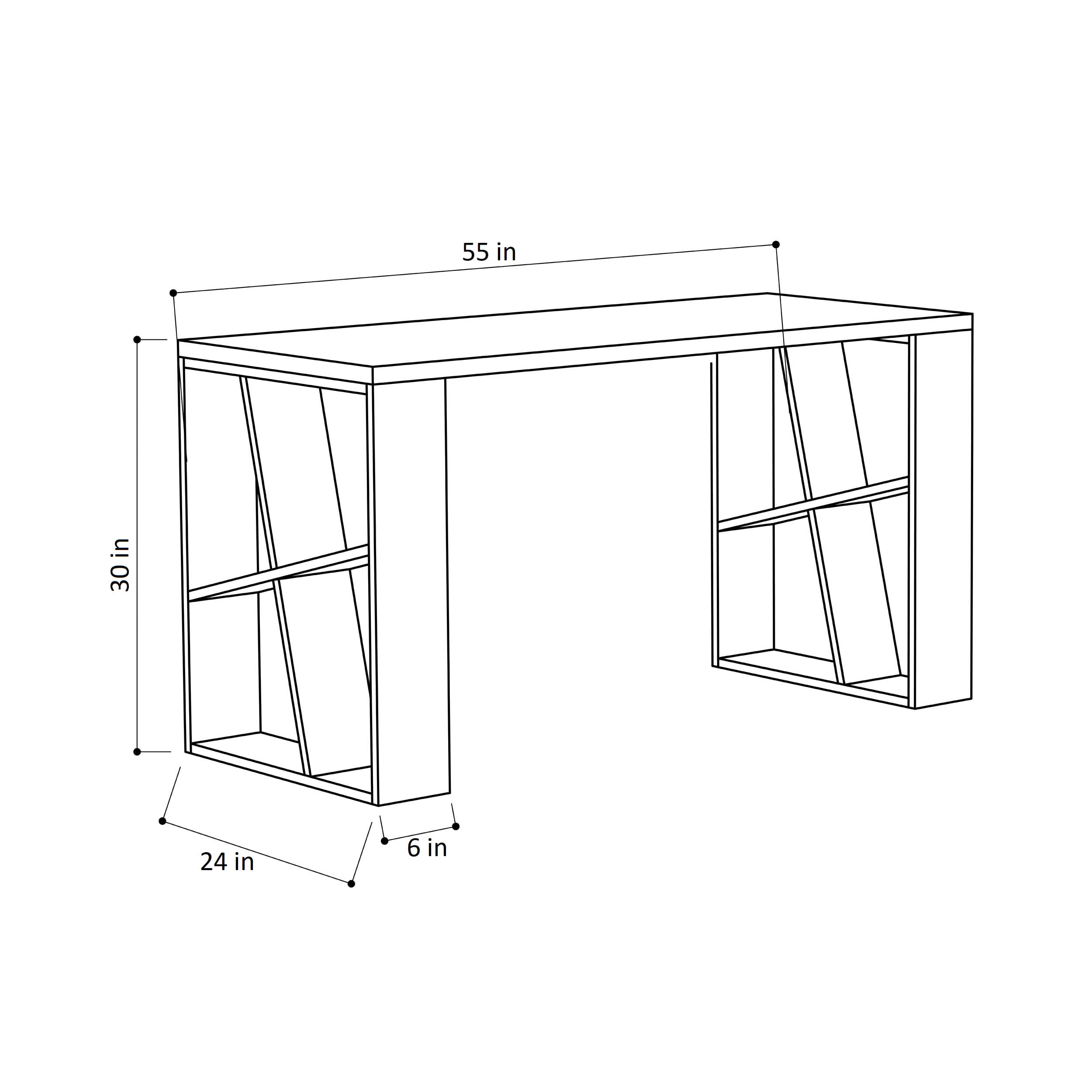 Ada Home Decor Minimalist Home Office Computer Desk Workstation with 2 Shelves 8-Cube Bookcase, White/Oak