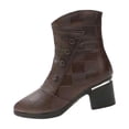 thumbnail image 3 of Taqqpue Women's Ankle Boots Plus Size Round Toe Mid Heel Side Zipper Comfortable Casual Dress Booties for Women Size 5.5-11 Fashion Dress Shoes Fall Winter Footwear Casual Walking, 3 of 10