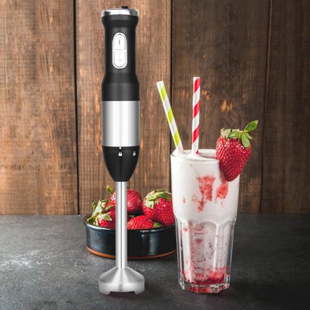 5 in 1 Immersion Hand Blender Mixer, [Upgraded] 1000W Handheld Stick Blender with 600ML Chopper, 800ML Beaker, Whisk and Milk Frother for Smoothie, Baby Food, Sauces Red,Puree, Soup (Black)
