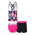 thumbnail image 2 of YONGHS Kids Girls 3-Piece Tankini Sets Swimsuit Top with Briefs Shorts Set Swimwear Bathing Suit, 2 of 6