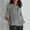 Gray, variant on Women's Loose Fashion Three-Quarter Sleeve Crew Neck Linen Shirt Top