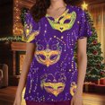 thumbnail image 2 of BiZtdJrK Mardi Gras Scrubs for Women Medical V Neck Short Sleeve Working Shirts 2025 Summer Fashion Graphic Scrub Tops with Pockets Purple S Back Packs Sales for School, 2 of 6