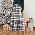 thumbnail image 2 of Women’s Long Plaid Skirt Elastic Waist Tiered Maxi Skirt Lightweight Soft Fabric Casual Style for Daily Wear Gray L, 2 of 6